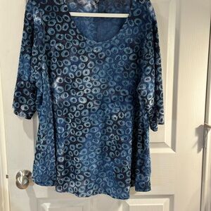 Cocomo Blue 3/4 Sleeve Relaxed Blouse